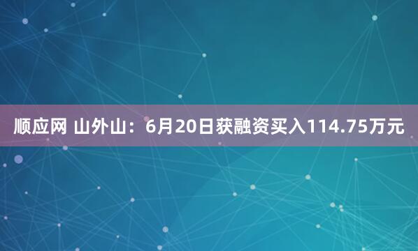 顺应网 山外山：6月20日获融资买入114.75万元